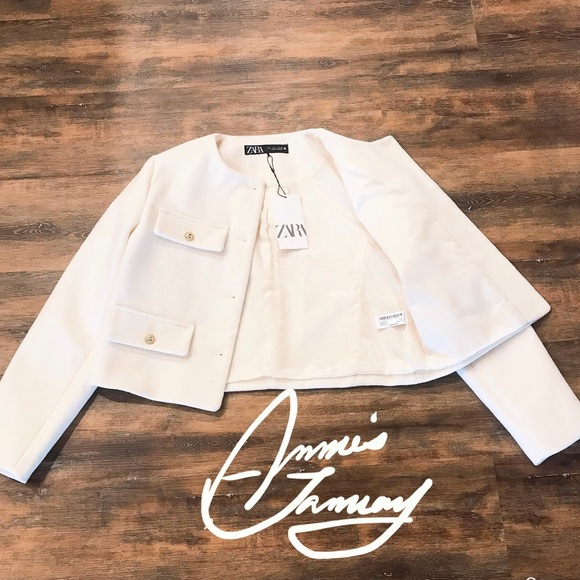 ZARA Women's Cropped Flap Jacket(Ecru, US M, L/EUR M, L) - Picture 11 of 13